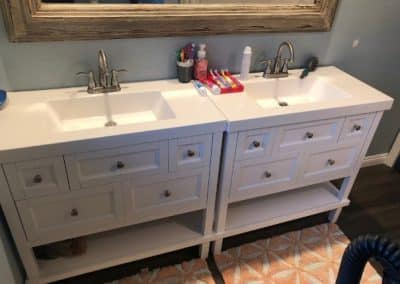 New bathroom sinks and vanity installed