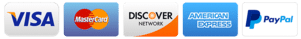 payment methods accepted - Visa, MasterCard, Amex, Discover, Paypal