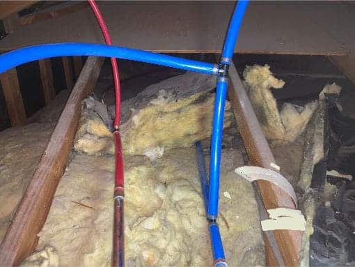 PEX pipe run in attic by RT Olson Plumbing