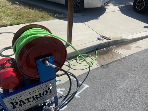 Hydro-jetting clogged drain by RT Olson Plumbing - Corona CA