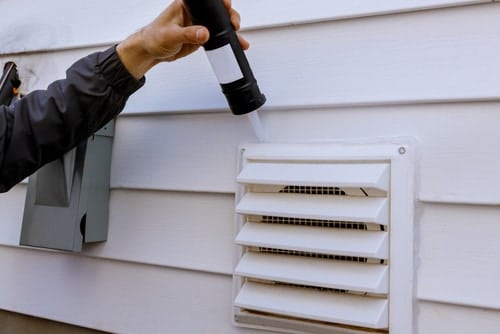 caulking around dryer vent for winter