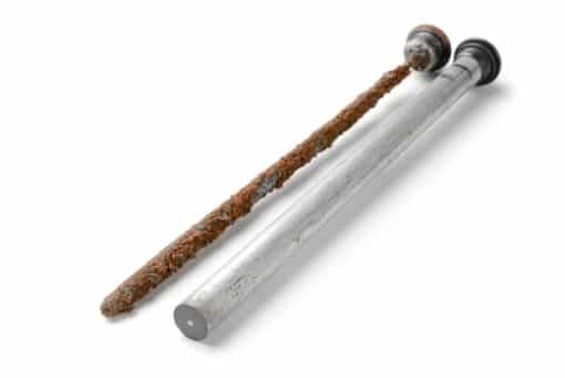 water heater annode rod - corroded and new